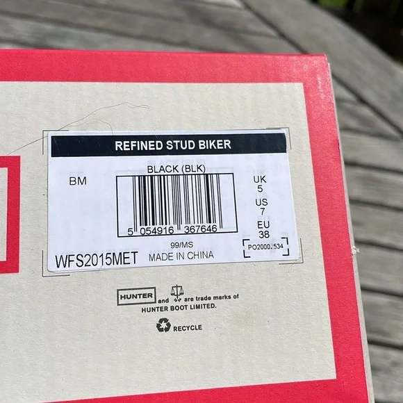 Hunter Sz 7 Black Refined Stud Biker Rubber Rain Bootie Ankle Boots - Picture 14 of 15